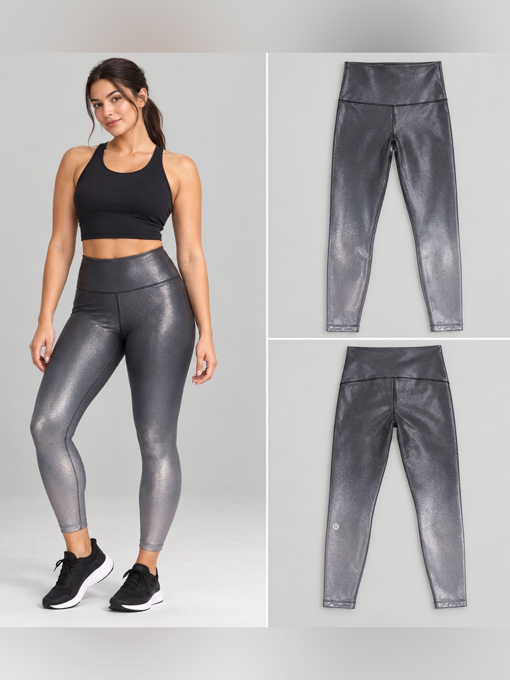 Lululemon Wunder Train High Rise 25” Foil Gradient Grey Leggings Size 10